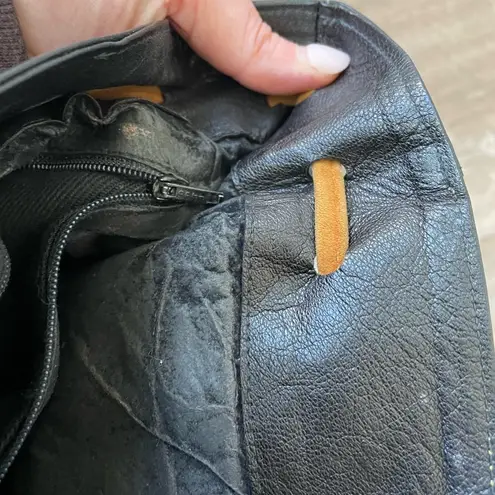 Black Leather Brown Suede Satchel Purse Shoulder Bag