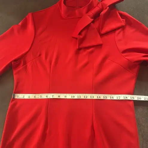 Women’s Red Long Sleeve Midi Dress with Bow Detail Size XL