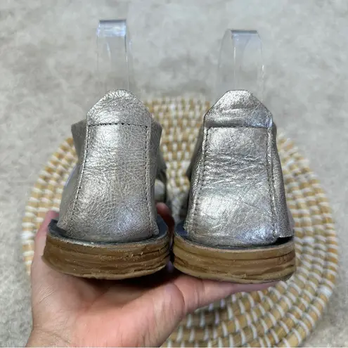 A.S.98 Women’s Reiley Leather Sandal Flat Peeptoe in Silver 38/US 7.5