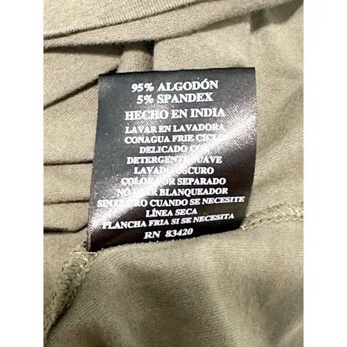 August Silk Women's Crew Neck Tie Sleeve Pullover Top Olive Green Size Large