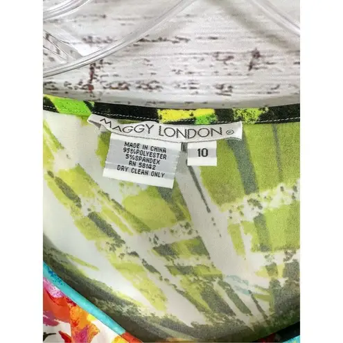 Maggy London Women's Abstract Flutter Sleeve Top Dress Multicolor Size 10