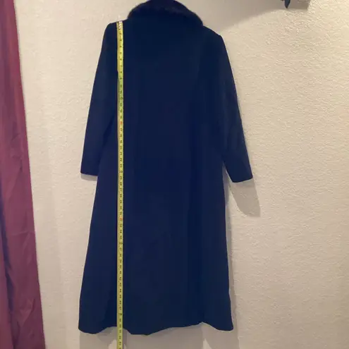 Sachi Collection Vintage angora lambs wool long winter coat mink Fur collar 14 Black