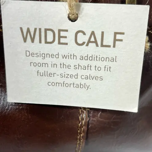 BORN VIRGINIA WOMANS TALL RIDING BOOT WIDE CALF W/BUCKLES SZ 7M VEGAN BROWN NEW