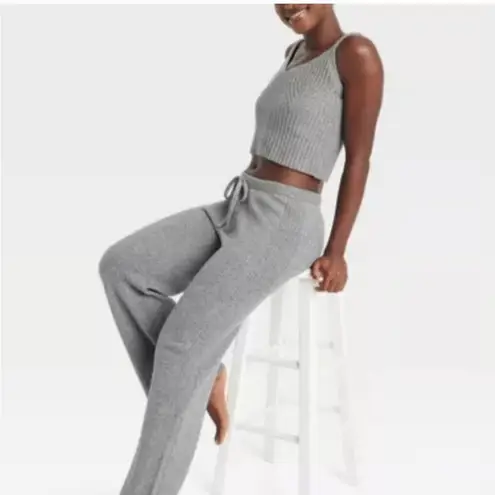 AUDEN Knit Set Gray Ribbed Loungewear Medium