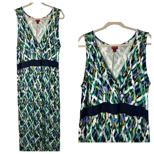 Merona  Ladies Long Maxi, Sleeveless, V Neck Multicolored Summer Dress Size 1