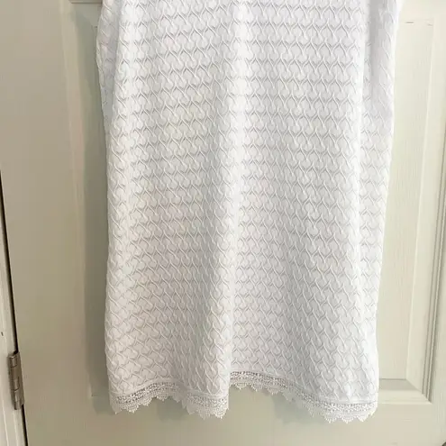 Serra White Lace Cover Up Tassel Tie Sleeveless Dress Size L Crochet Feminine