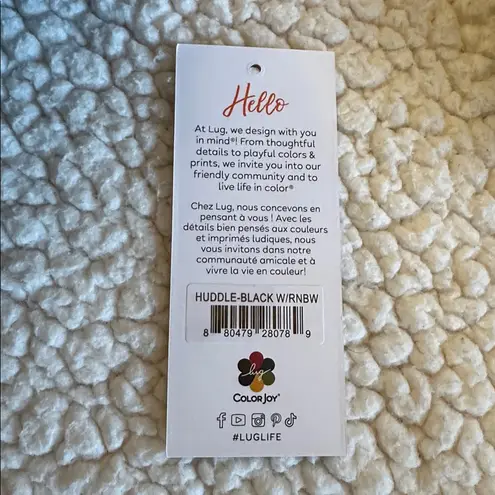 Lug Huddle Black Quilted Front Clutch/Tote Bag with Multicolor Rainbow Stitching