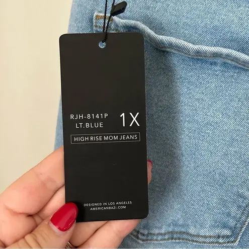 American Bazi Jeans Mom High Rise Light Blue Distressed Casual Trendy