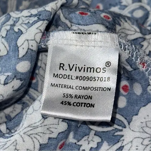 R. Vivimos Women’s Size XL 16 18 Blue Print Tie Front Cover Up Mini Dress