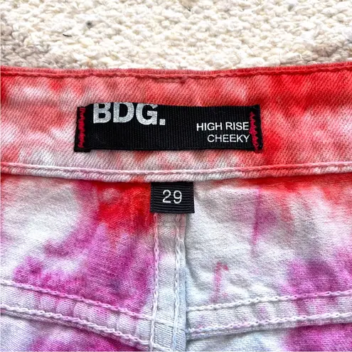 BDG  Rainbow Tie Dye High Rise Cheeky Cutoff Denim Jean Shorts Size 29