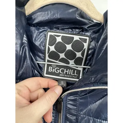 Big Chill Puffer Coat Women Small Navy Blue Outdoor Full Zip Cozy Hiking Winter