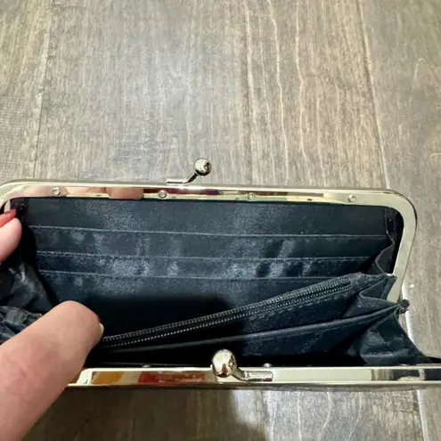 Black Faux Croc Wallet Clasp Frame | Accordion Card Slots | NWOT