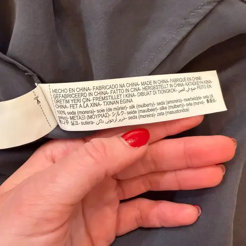 Massimo Dutti  Silk Charcoal Button Down Shirt thumbnail 5