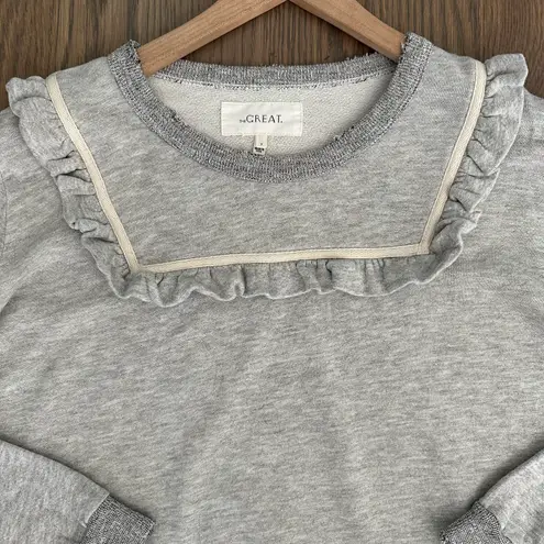 The Great The Shrunken Ruffle Bib Sweatshirt in Heather Grey Size 2 / Medium