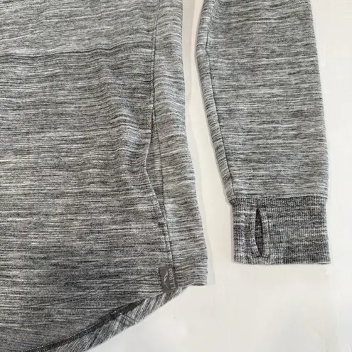 LL Bean Gray Marled Cozy Mixed Knit Pullover Funnelneck Pocket Sweatshirt MEDIUM