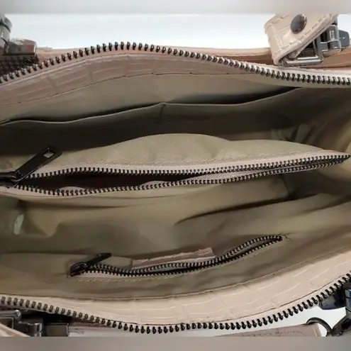 Firenze Croc Embossed Leather tote crossbody Tan