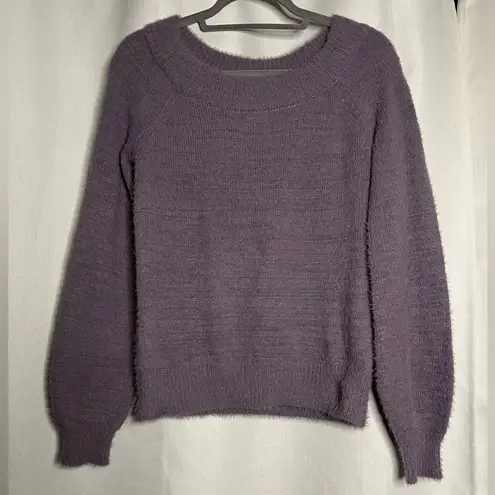 Made With Love Purple Fuzzy Scoop Neck Sweater Large