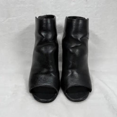 Call it spring Black Peep Toe Ankle Strap Block Heel Booties Size 7.5