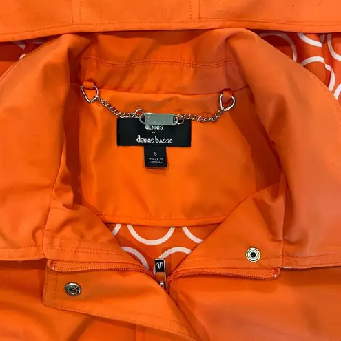 Dennis Basso Dennis By Women’s Bright Orange Hooded Rain Jacket Size Small