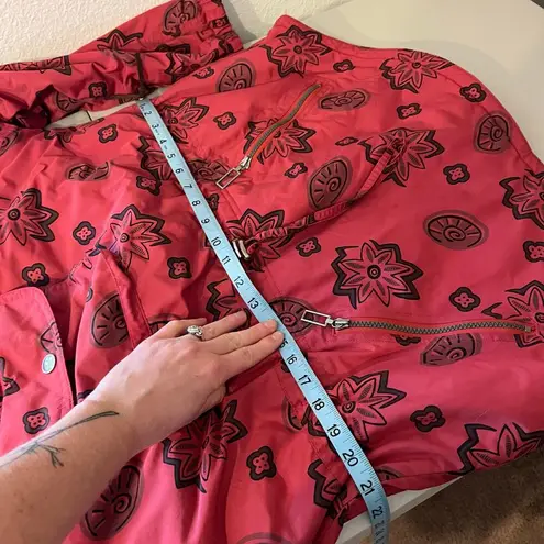 L.L.Bean Water Resistant Printed Pullover Hooded Utility Jacket Size Large Red