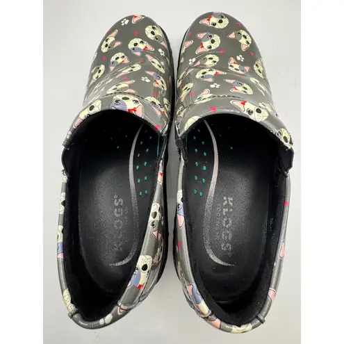 Klogs Shoes Women 8.5 Gray Naples French Me Bulldog Patent Leather Clogs