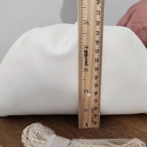 Understated Leather Cream Clutch with Gold-Tone Chain Mother's Day Gift