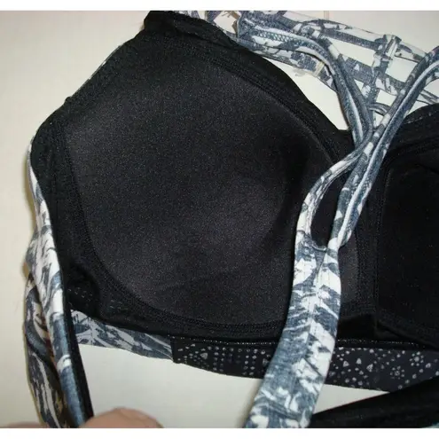 prAna NWT Womens Black Blue M Pilates Yoga Strappy White Top Bra New Riestling