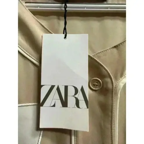 ZARA NEW  Satin Effect Embroidered Jersey Shirt | Women’s S Varsity