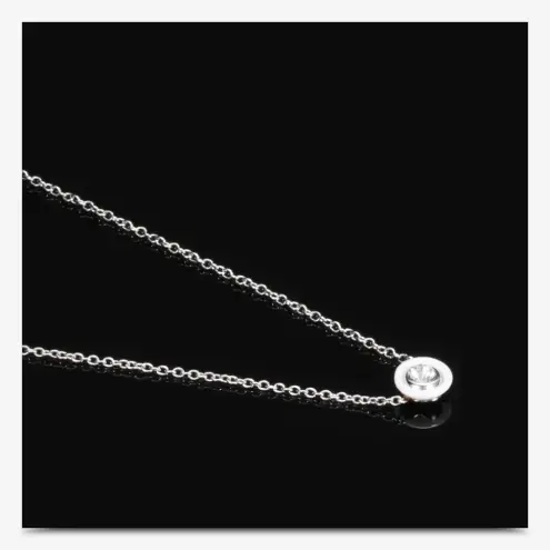 Boutique NEW 18k Gold Plated White Ceramic Bezel Set Diamond Pendant Necklace, 18-20”‎