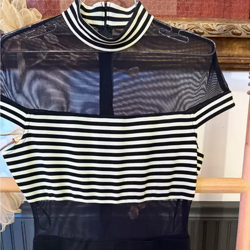 Vintage 90’s Ashlee Black and White Jumpsuit With Mesh Panels ~ Size Medium 💚🍄