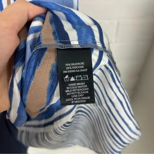 Nic+Zoe NWT Blue Abstract Print Silk Blend Tank Top Size MP