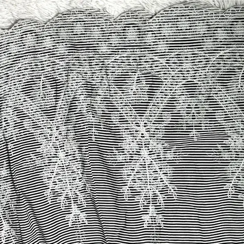 Ny Collection Black White Striped Skirt w/ Embroidered Hem | Size 6