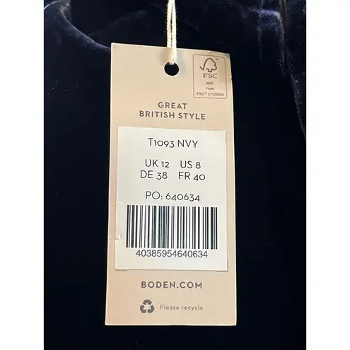 Boden USA Boden Navy Blue Velvet Halterneck Top Size 8