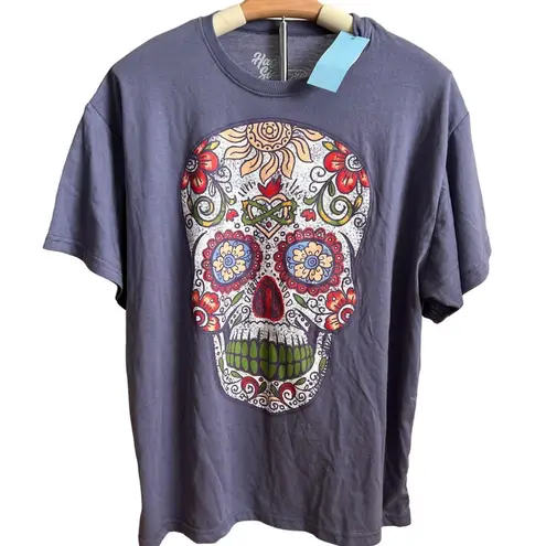 Woman's Purple Graphic Dia De Los Muertos Sugar Skull T