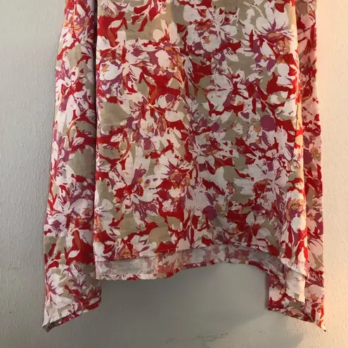 Peck & Peck Tank Floral Linen Tunic Sleeveless Asymmetrical Tank Top Sz S EUC