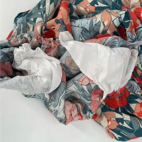 C&C California Pants 100% Linen Large Floral Tropical Wide Leg Elastic Cropped