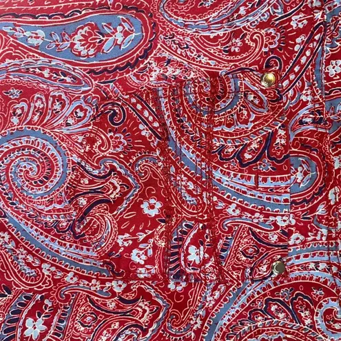 Bandolino Red White & Blue Paisley Patriotic High Waist Modest 6” Shorts 10