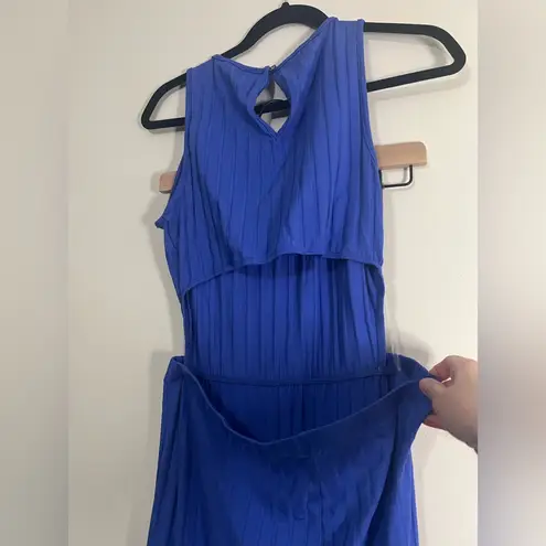 Amour Vert Kelly Ribbed Dress with cutout back - Lapis Blue - Size L - NWT