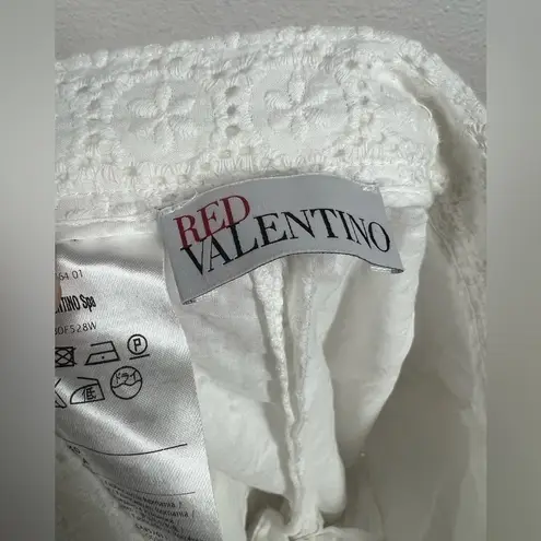 Red Valentino Cotton Lace Eyelet Wide Leg Pant