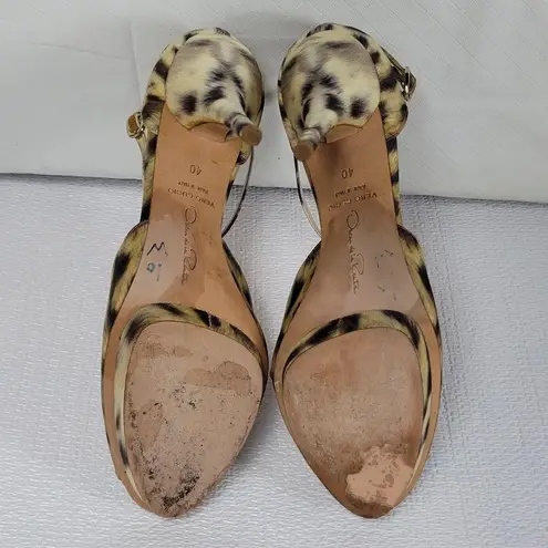 Oscar de la Renta Crystal Embellished Animal Print Platform Sandals 40