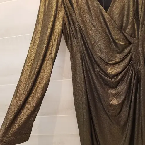 {6} Taylor Gold Shimmer Dress Holiday Party Cocktail Wedding