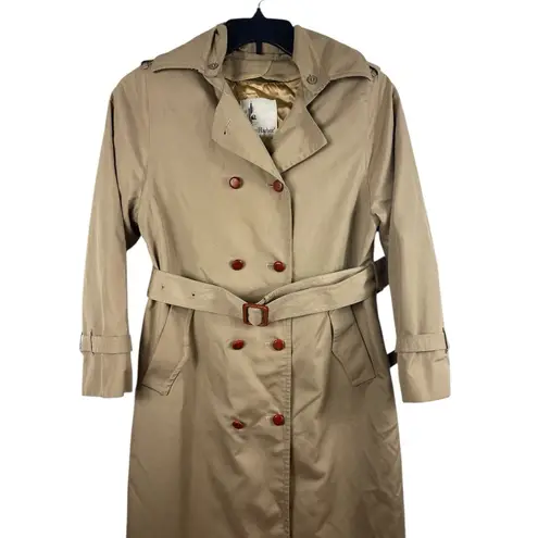 VTG Harbor Master Trench Coat Women’s 6P Beige Belted Wool Lined Double Tan