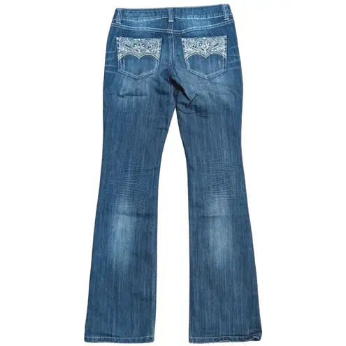 INC Jeans Womens 4 Boot Leg Bootcut Rhinestones Bling Pockets Regular Fit Blue