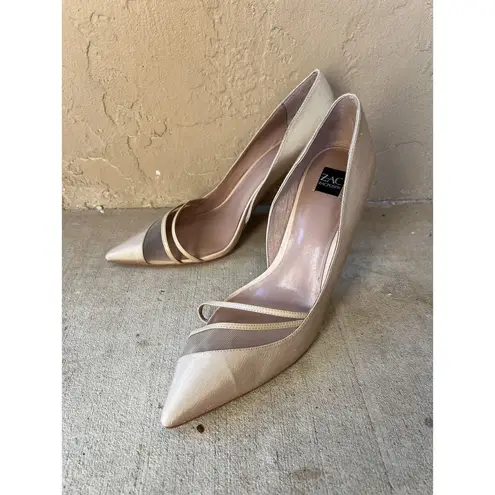 Zac Posen Valerian Size 9.5 Tan Fabric Pump Pointed Toe Heels
