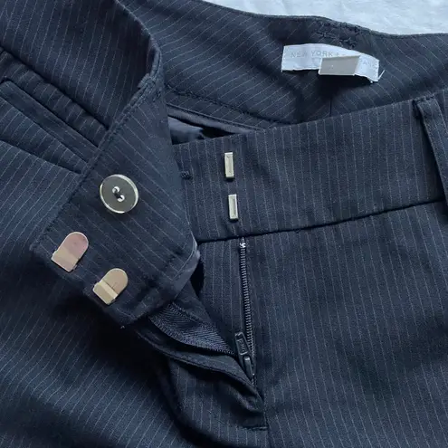 New York And Company Stretch Black Pinstriped Trousers
