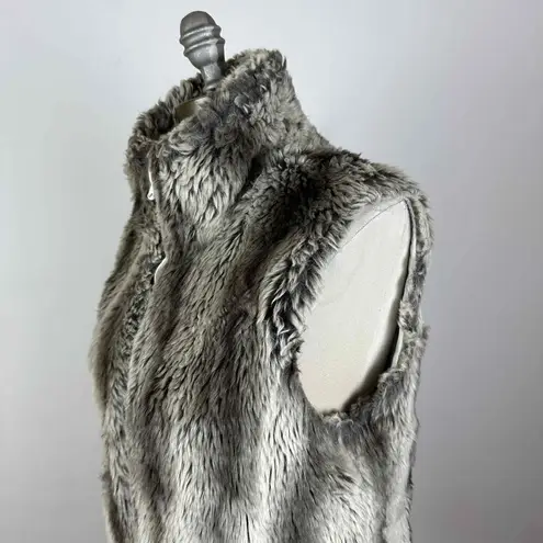 Kristen Blake White Faux Fur Zip Front Reversible Puffer Vest Size Small Brown