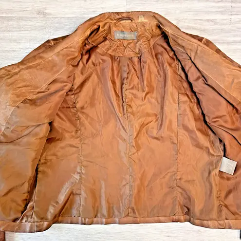 Bagatelle VTG Women M Biker Moto Jacket Brown Faux Leather Vegan Zippers Zip EUC