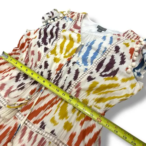 Point Sur J.Crew Cream Multi Color Pom Pom Tiered Midi Dress