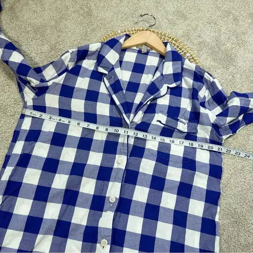 J.Crew  Long-Sleeve Flannel Pajama Short Set In Buffalo Check Blue White Size M