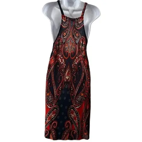 Lascana for Venus Boho Geometric Print Short Sleeve Size Medium Dress Blue